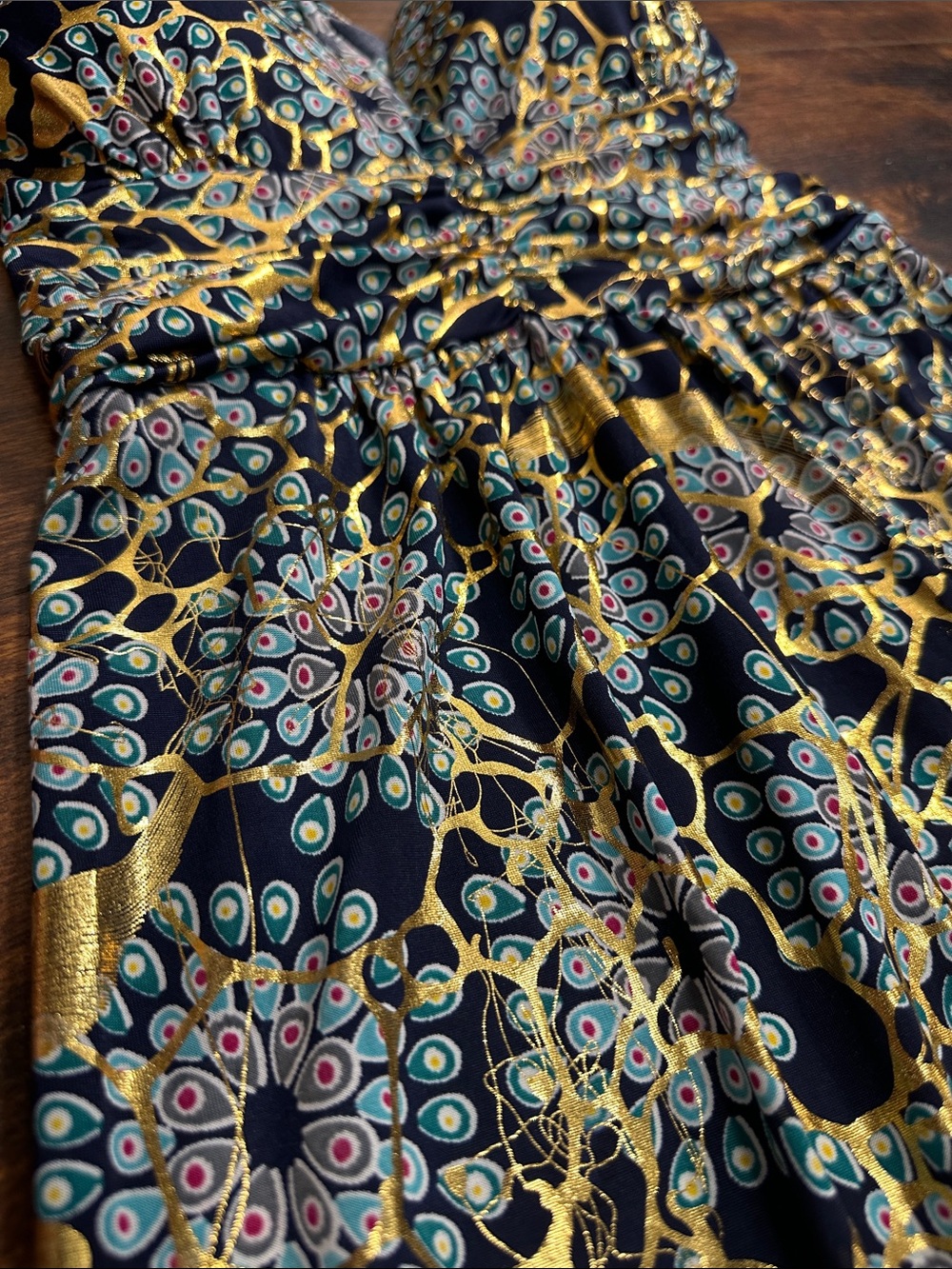 πIndia Boutique Navy and Yellow Floral Racerback Maxi Dressβ¨ - Picture 5 of 11